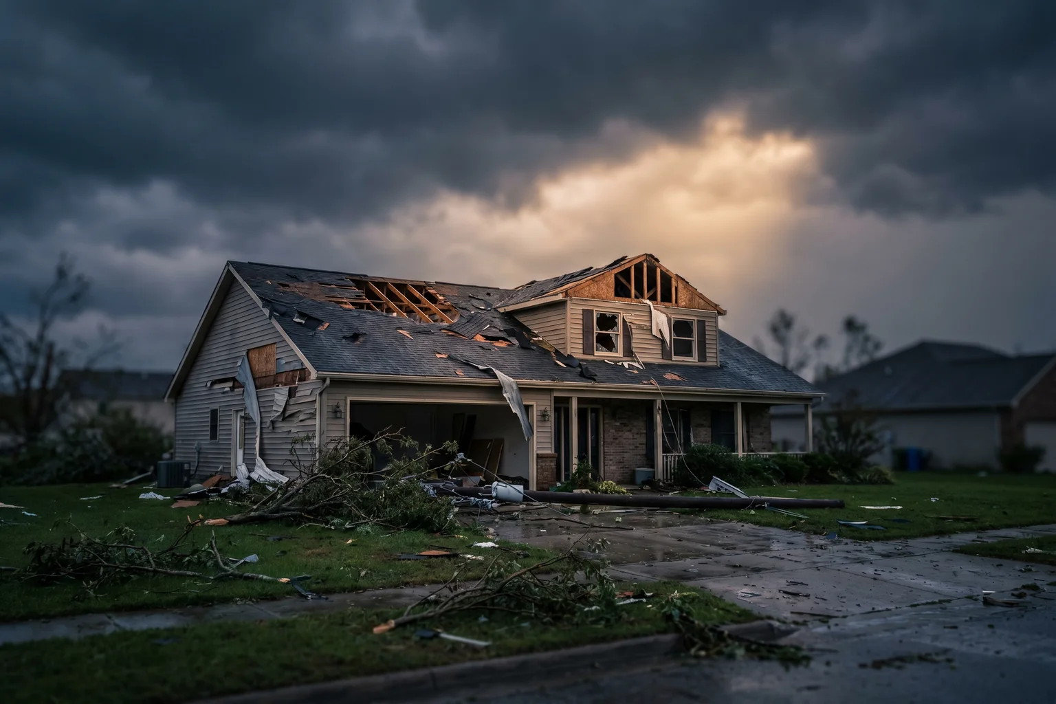 Hurricane damage to a Florida home requiring a licensed public adjuster